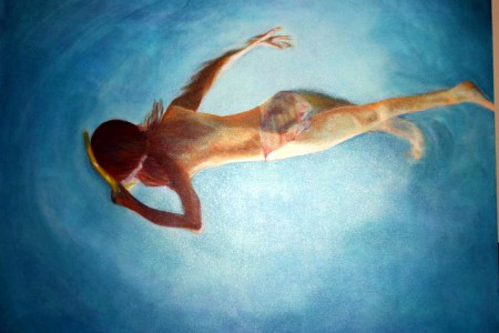  'Onder water 1'  (Olieverf op doek  100 cm x 90 cm)